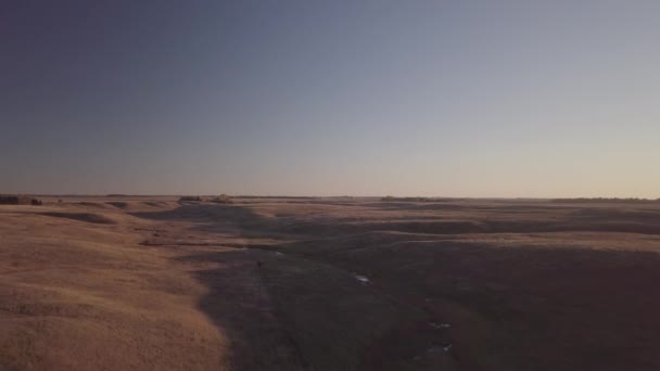 Aerial Drone Footage Recreational Path Banks Pembina River North Dakota — Stock Video