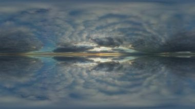 360 panorama küresel vr bulutu, gökyüzü manzarası eşkenar dörtgen bulutlar, gökyüzü gökyüzü manzarası, 360 derece çevre alanı. Yüksek kaliteli 4K görüntüler Ayna Gölü Denizi Zaman Çizelgesi