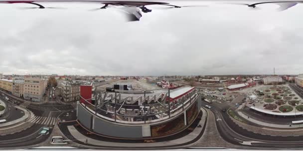 Цей Віртуальний Тур 360 Градусів Веде Яскравої Міської Площі Метушиться — стокове відео
