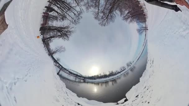 Beleef Een Boeiende Reis Door Een Surrealistisch Winterlandschap Deze 360 — Stockvideo