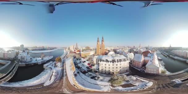 Opole Polonya Nın Büyüleyici Güzelliğini 360 Derecelik Insansız Hava Aracı — Stok video