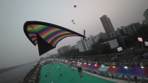 Vidéo Présente Célébration Vibrante Joyeuse Festival Cerf Volant Ahmedabad Inde — Video