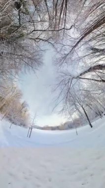 Huzurlu bir kış ormanında büyüleyici bir yolculuğa çıkın ve donmuş bir gölün büyüleyici güzelliğini keşfedin. Bu 360 derecelik video sizi gerçekten sürükleyici bir deneyim sunuyor.
