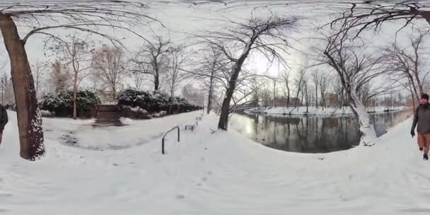 360 Derecelik Videoda Sakin Bir Kış Manzarasında Büyüleyici Bir Sanal — Stok video