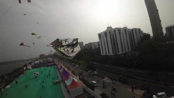 Das Ahmedabad International Kite Festival Ist Eine Lebendige Und Farbenfrohe — Stockvideo