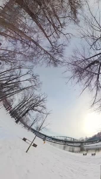 Αυτό Είναι Ένα Βίντεο 360 Μοιρών Ενός Χιονισμένου Πάρκου Βίντεο — Αρχείο Βίντεο