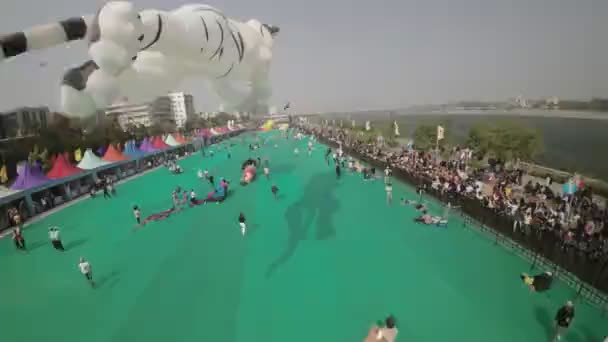 Video Toont Levendige Vreugdevolle Viering Van Het Vliegerfestival Ahmedabad India — Stockvideo