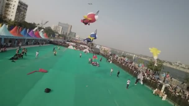 Videon Visar Ahmedabad International Kite Festival Indien Festivalen Äger Rum — Stockvideo