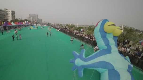 Videorna Levande Och Livlig International Kite Festival Ahmedabad Indien Festivalen — Stockvideo