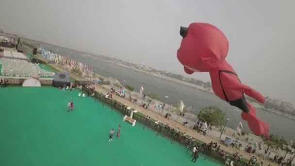 Video Zachycuje Radostnou Živou Atmosféru Festivalu Draků Indickém Ahmedabadu Obloha — Stock video