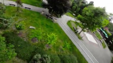 Polonya 'nın Opole kentindeki bir parkın kısa bir videosu. Video birinci şahıs bakış açısından çekildi ve bir park bankı ve büyük bir ağaç manzarasıyla başladı. Kamera daha sonra sağa döner ve görüntüyü ortaya çıkarır.