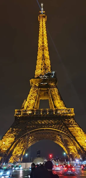 Красивый Ночной Вид Париж Франс Эйфелеву Башню Ночью — стоковое фото