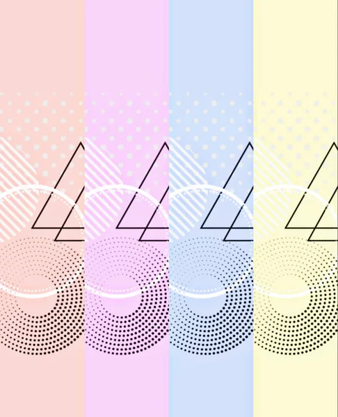 Геометрические Формы Различных Размеров Форм Стилей Разделенные Четыре Полосы Разноцветного — стоковое фото