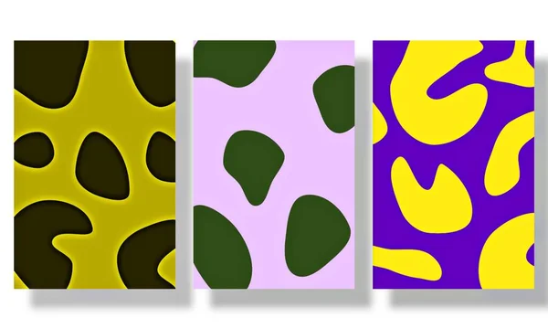Abstracte Gebogen Achtergrond Template Collectie Vervormd Patroon Trendy Heldere Kleuren — Stockfoto