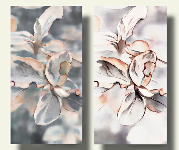 collection of patterns, leaves flowers drawn with watercolor paint. High quality photo