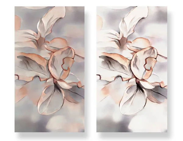 パターンのコレクションは 花の水彩画を残します 高品質の写真 — ストック写真