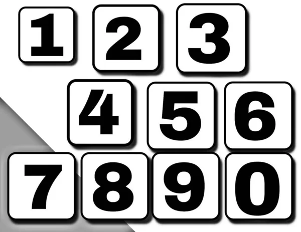 Zestaw Liczb Symboli Kolorze Czarno Białym Wysokiej Jakości Zdjęcie — Zdjęcie stockowe
