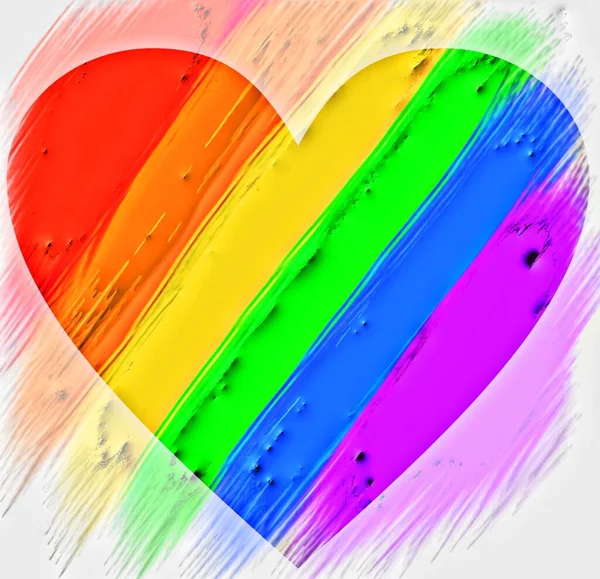 Lgbt Flag Form Heart Painted Watercolors High Quality Photo — Stock Photo, Image