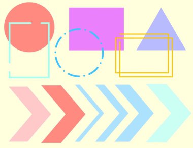 Beyaz arka planda çeşitli geometrik şekiller ve figürler. Yüksek kalite fotoğraf