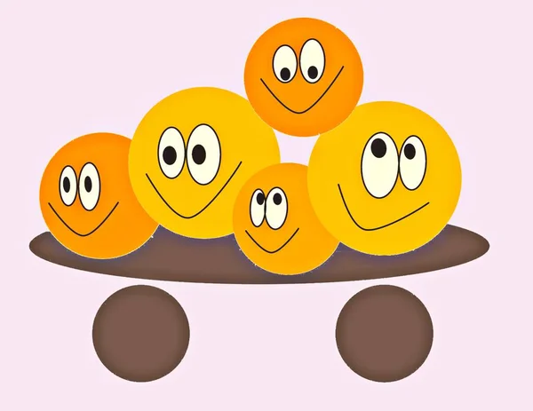 Yellow orange happy emoji ride a skateboard. High quality photo