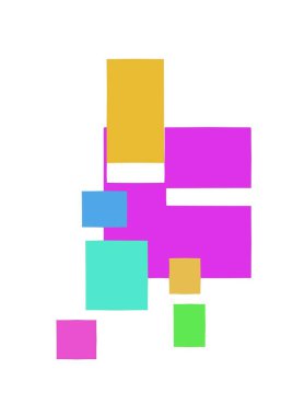 Beyaz bir zemin üzerinde çeşitli çok renkli geometrik şekiller ve şekiller. Yüksek kalite fotoğraf