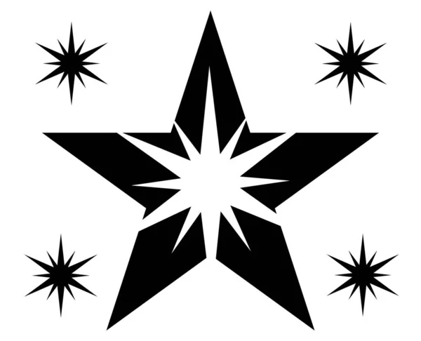 Estrelas Poligonais Sobre Fundo Branco Cor Preta Branca Foto Alta — Fotografia de Stock