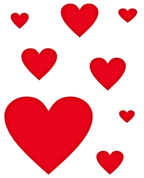 Corações Vermelhos Diferentes Formas Fundo Branco Foto Alta Qualidade — Fotografia de Stock