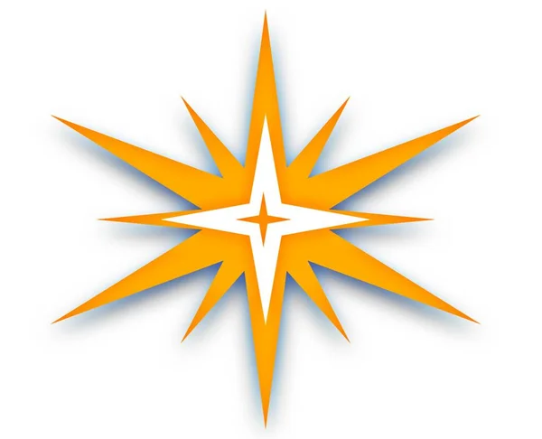 Polygonal Ljus Orange Stjärna Vit Bakgrund Högkvalitativt Foto — Stockfoto