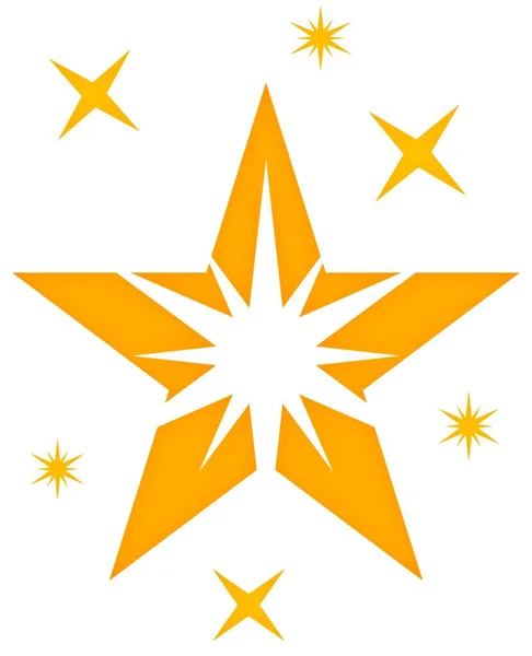 Mnohoúhelníkově Oranžové Jasné Hvězdy Bílém Pozadí Kvalitní Fotografie — Stock fotografie