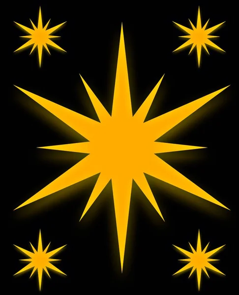 Laranja Poligonal Estrelas Brilhantes Fundo Preto Foto Alta Qualidade — Fotografia de Stock