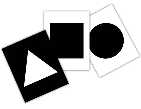 Branco Preto Três Cartões Com Formas Geométricas Foto Alta Qualidade — Fotografia de Stock