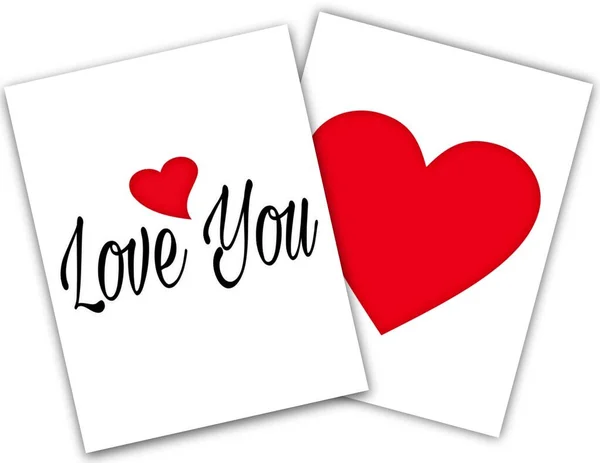 Cartões Amor Com Coração Inscrição Amo Foto Alta Qualidade — Fotografia de Stock