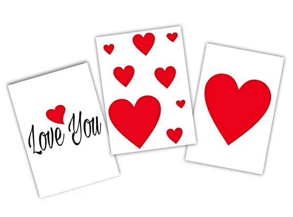 Cartões Amor Com Corações Inscrição Amo Foto Alta Qualidade — Fotografia de Stock