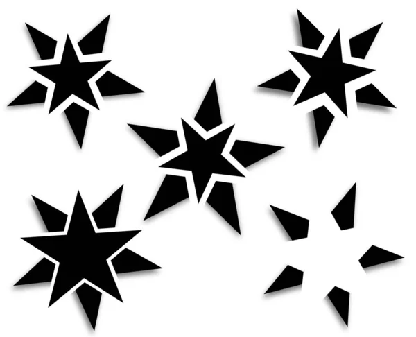 一组星星 黑色和白色 高质量的照片 — 图库照片