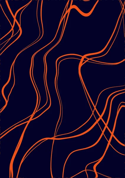 Abstrakter Hintergrund Für Design Orange Geschwungene Linien Auf Dunkelblauem Hintergrund — Stockfoto