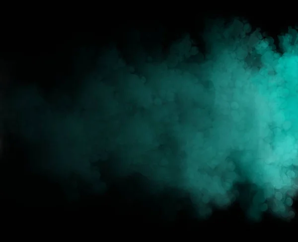 黑色背景上蓝色绿松石色的抽象烟灰背景 高质量的照片 — 图库照片