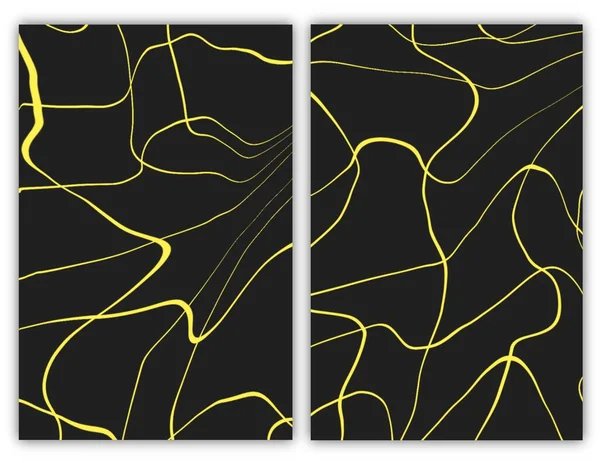 Moderne Creatieve Cover Design Set Abstract Oranje Patroon Curves Zwarte — Stockfoto