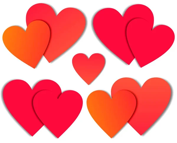 Ícones Coração Vermelho Duplo Diferentes Tamanhos Isolados Fundo Branco Foto — Fotografia de Stock