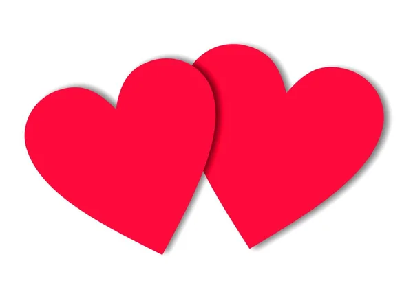 Ícones Duplos Coração Vermelho Isolado Fundo Branco Foto Alta Qualidade — Fotografia de Stock