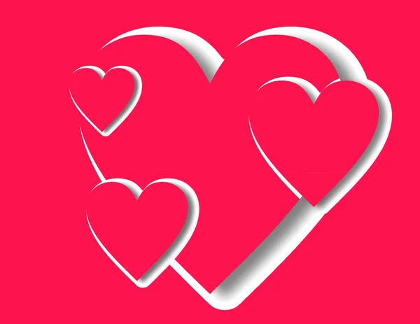 red big heart with small hearts on a red background. High quality photo