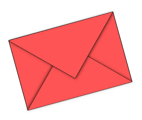 Desenho Modelo Envelope Vermelho Ilustração Isolada Sobre Fundo Branco Foto — Fotografia de Stock