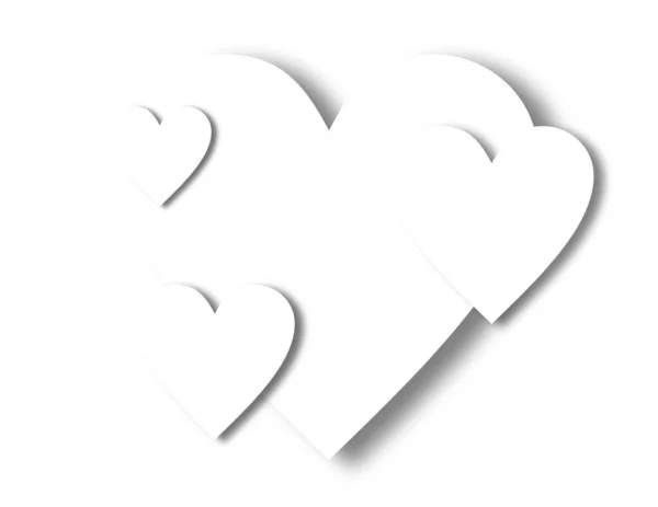 Papel Corações Brancos Para Projeto Fundo Branco Foto Alta Qualidade — Fotografia de Stock