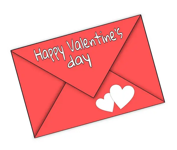Cumprimentos Dia Valentim Envelope Vermelho Com Inscrição Dia Valentim Feliz — Fotografia de Stock