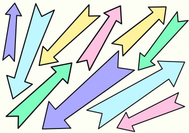 Farklı boylarda ve renklerde oklar. Yüksek kalite fotoğraf