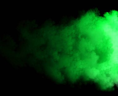 Siyah arka planda yeşil renkli soyut duman bulutları. Yüksek kalite fotoğraf