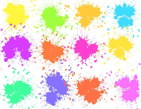 Пятна Брызги Краски Разных Ярких Цветов Высокое Качество Фото — стоковое фото
