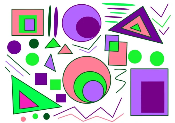 Ilustración Doodle Varias Formas Geométricas Multicolores Figuras Foto Alta Calidad —  Fotos de Stock