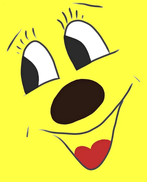 Smiling Emoticon Positive Feelings Happy Face Cartoon Character High Quality — Stock Photo, Image