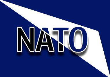 Orijinal ve basit Kuzey Atlantik Antlaşma Örgütü NATO bayrağı. Mektup, NATO yazıtları. Yüksek kalite fotoğraf