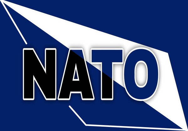 Illustration of original and simple North Atlantic Treaty Organization NATO . Lettering, inscription NATO . High quality photo